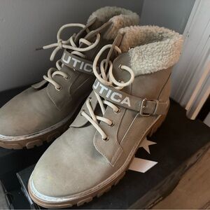 Nautica Tan Boots with Fur Trim